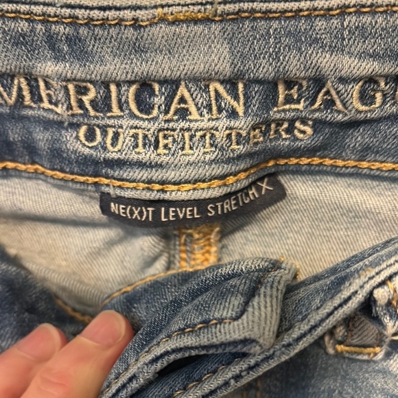 American Eagle Outfitters Blue Jean Shorty Shorts Distressed Style - Picture 2 of 6